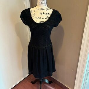 Aqua crocheted lace fit and flare dress